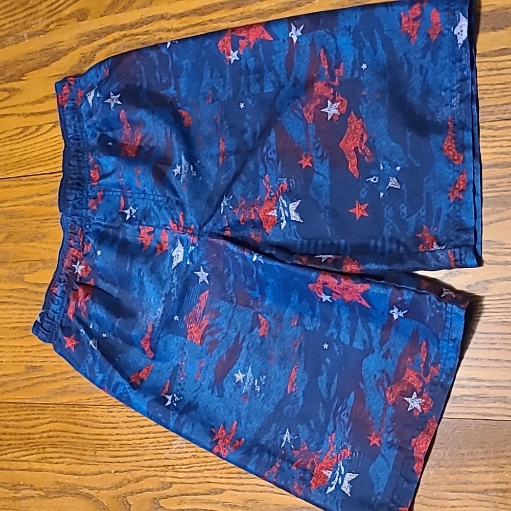 Under Armour Blue Camoflauge Swim Trunks Wirh Rwd Stars- Boy's XL